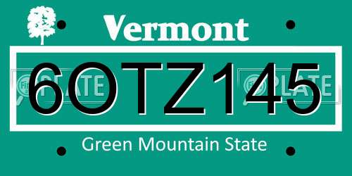 6OTZ145 Vermont License Plate