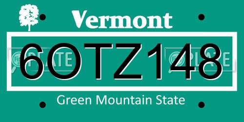 6OTZ148 Vermont License Plate