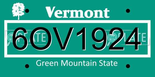 6OV1924 Vermont License Plate