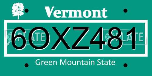 6OXZ481 Vermont License Plate