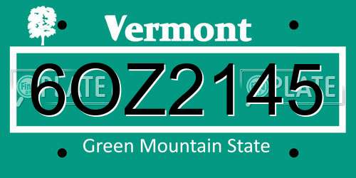 6OZ2145 Vermont License Plate