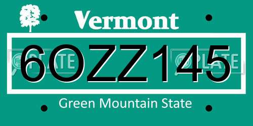 6OZZ145 Vermont License Plate