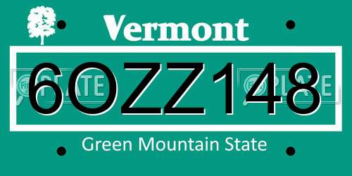6OZZ148 Vermont License Plate