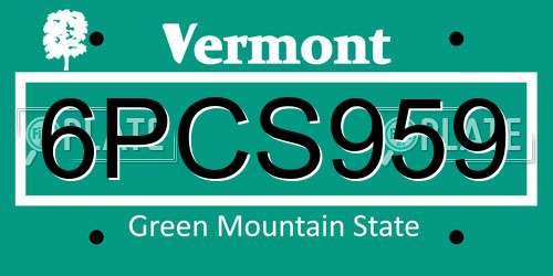 6PCS959 Vermont License Plate