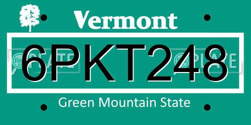 6PKT248 Vermont License Plate