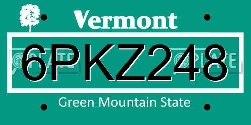 6PKZ248 Vermont License Plate