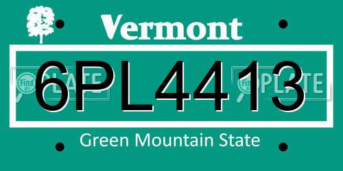 6PL4413 Vermont License Plate