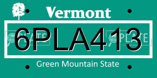 6PLA413 Vermont License Plate