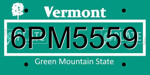 6PM5559 Vermont License Plate