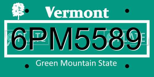 6PM5589 Vermont License Plate