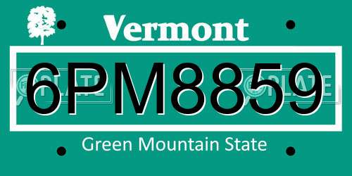 6PM8859 Vermont License Plate