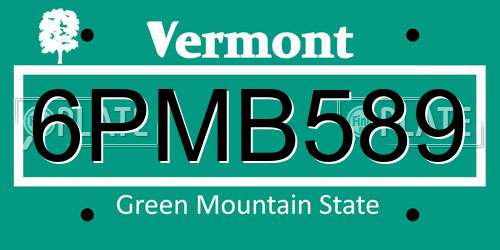 6PMB589 Vermont License Plate