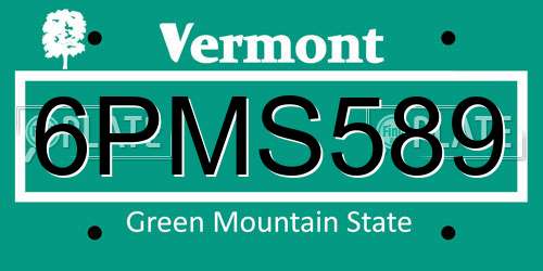 6PMS589 Vermont License Plate