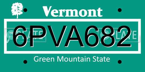 6PVA682 Vermont License Plate
