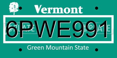 6PWE991 Vermont License Plate