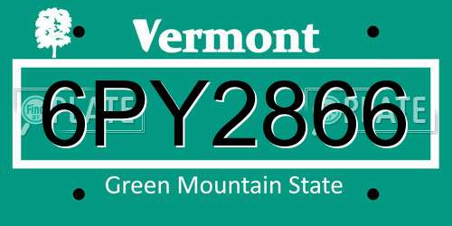 6PY2866 Vermont License Plate
