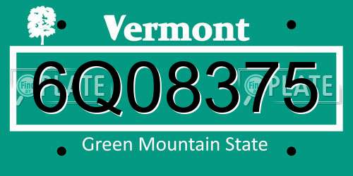 6Q08375 Vermont License Plate