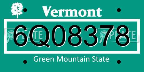 6Q08378 Vermont License Plate