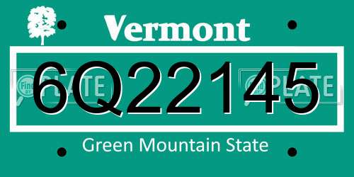6Q22145 Vermont License Plate