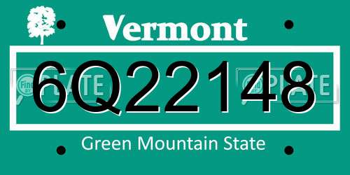 6Q22148 Vermont License Plate