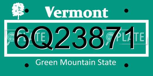 6Q23871 Vermont License Plate