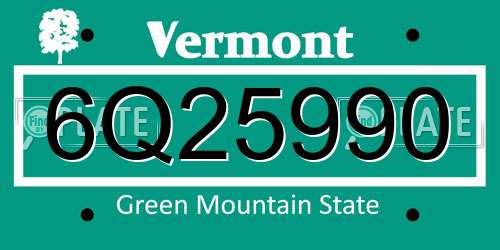 6Q25990 Vermont License Plate