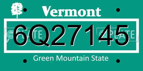 6Q27145 Vermont License Plate