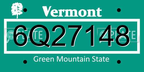6Q27148 Vermont License Plate