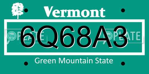 6Q68A3 Vermont License Plate