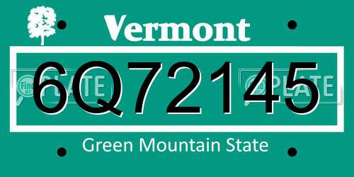 6Q72145 Vermont License Plate