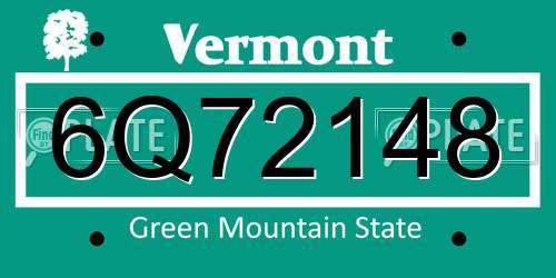 6Q72148 Vermont License Plate