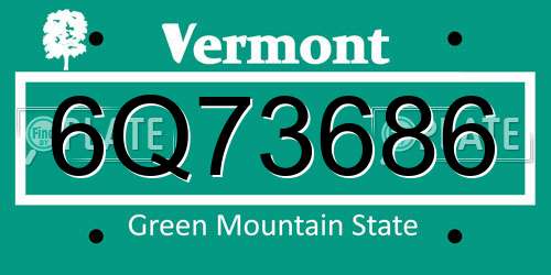 6Q73686 Vermont License Plate