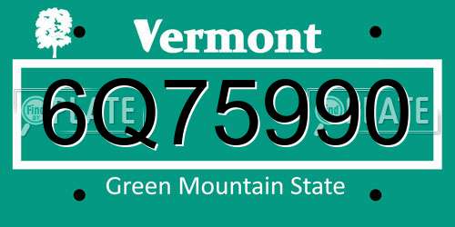 6Q75990 Vermont License Plate