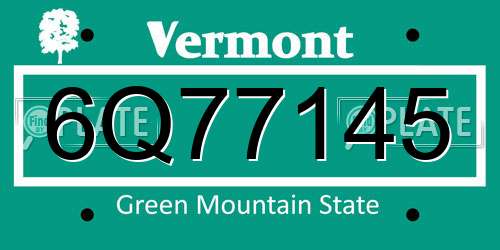 6Q77145 Vermont License Plate