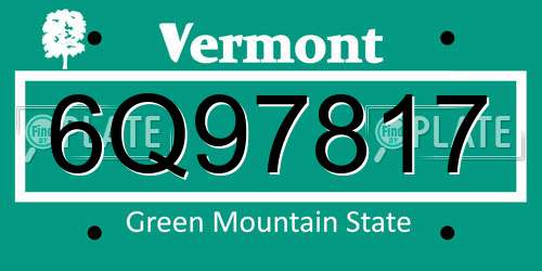 6Q97817 Vermont License Plate