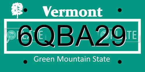 6QBA29 Vermont License Plate