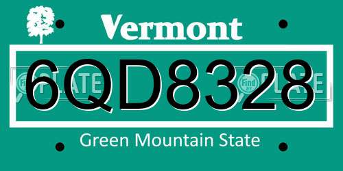 6QD8328 Vermont License Plate