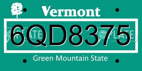 6QD8375 Vermont License Plate