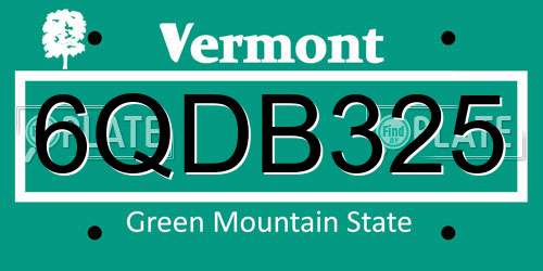 6QDB325 Vermont License Plate