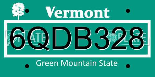 6QDB328 Vermont License Plate
