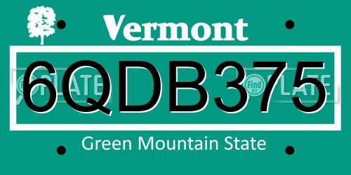 6QDB375 Vermont License Plate