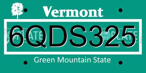 6QDS325 Vermont License Plate