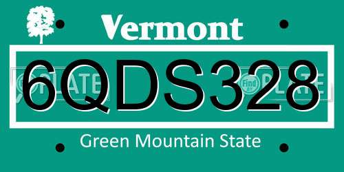 6QDS328 Vermont License Plate