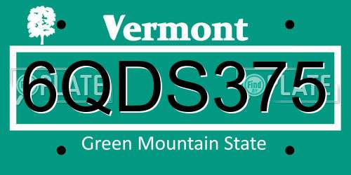 6QDS375 Vermont License Plate