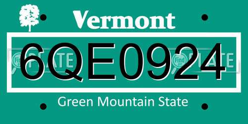 6QE0924 Vermont License Plate