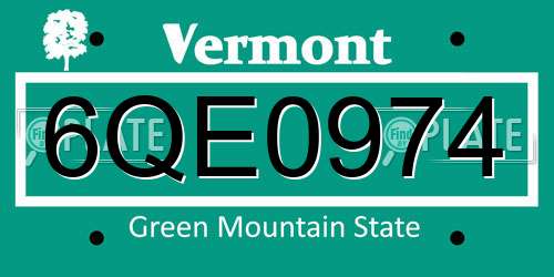 6QE0974 Vermont License Plate