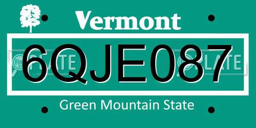 6QJE087 Vermont License Plate