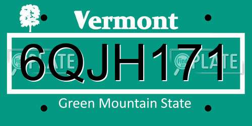 6QJH171 Vermont License Plate