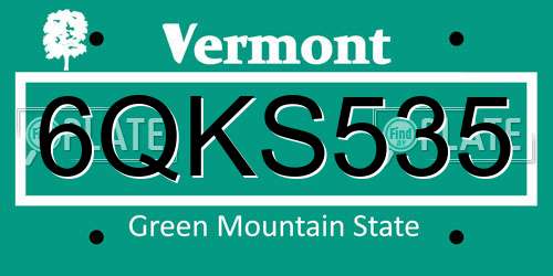 6QKS535 Vermont License Plate
