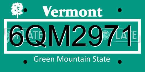 6QM2971 Vermont License Plate